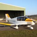 Motorflugzeug DR 400 vor der grünen Halle nach meinem Weihnachtsflug.