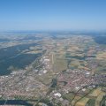 Luftbild Kitzingen am 21.6.2025, Blauthermik bis zum Horizont