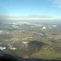 Blick aus dem Flugzeugcockpit über die Rhön