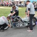 Warm-up eines Dragracing-Motorrads