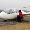 Der TWIN mit Flugschüler Daniel und Lehrer Marcel bereit zum Windenstart