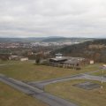Blick aus dem Fenster der Schleppmaschine beim Start auf der Piste 31.