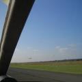 verschwommener Start eines Verkehsflugzeugs