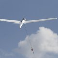 Flugplatz Bad Neustadt - Grasberg am 5.9.2021, unser Twin auf dem Weg nach oben