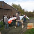 Winterarbeit am Twin hinter der Segelflughalle